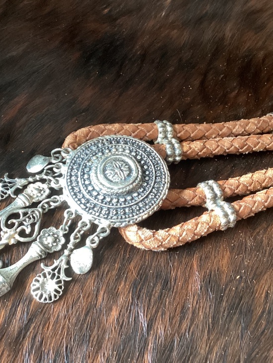 Outstanding Made in Italy Braided Leather Charm Link Belt main image 6
